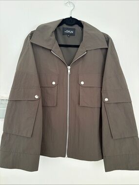 DYLN Olive Utility Jacket with Zip Front